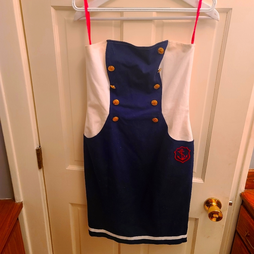 Betsey Johnson strapless sailor dress